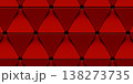Bloody red abstract wallpaper featuring geometric shapes with triangles in the foreground. A texture with a repeating sci-fi-style geometric pattern 138273735