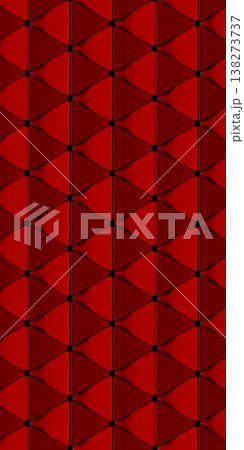 Bloody red abstract wallpaper featuring geometric shapes with triangles in the foreground. A texture with a repeating sci-fi-style geometric pattern 138273737