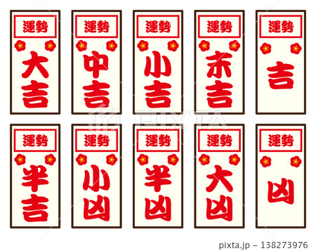 おみくじの運勢イラスト素材セット 138273976