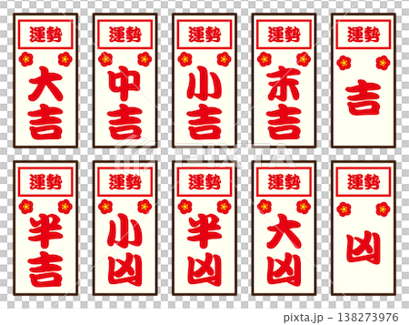 おみくじの運勢イラスト素材セット 138273976