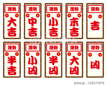 おみくじの運勢イラスト素材セット3 おみくじの運勢イラスト素材セット3 138273978