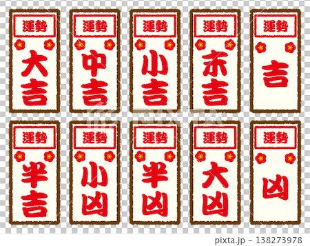 おみくじの運勢イラスト素材セット3 おみくじの運勢イラスト素材セット3 138273978