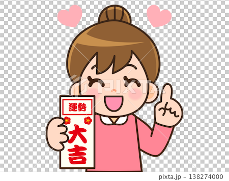 圖：一個女孩在畫一張算命紙條 138274000