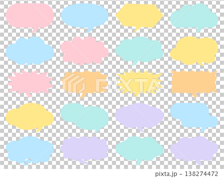 A set of colorful speech bubbles in various shapes. 138274472