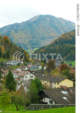 Alpine Village Landscape with Vibrant Fall Colors Alpine Village Landscape with Vibrant Fall Colors 138274694