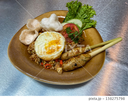 fried chicken with vegetables 138275798