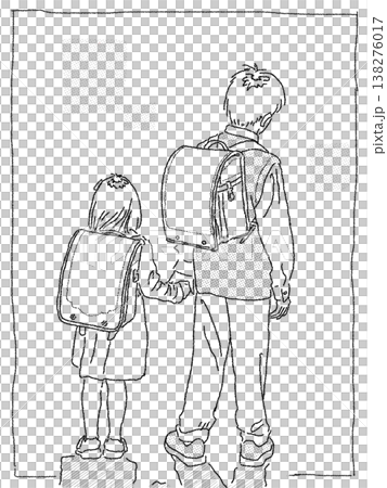 兄妹倆背著書包 兄妹倆背著書包 138276017