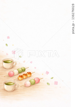 団子シリーズ：対角線配置の余白背景素材 138276028