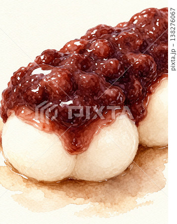 団子シリーズ：あん団子の瑞々しいクローズアップ 138276067