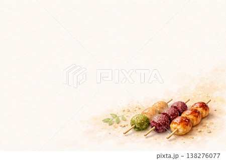 団子シリーズ：右下に団子を配したミニマル背景 138276077