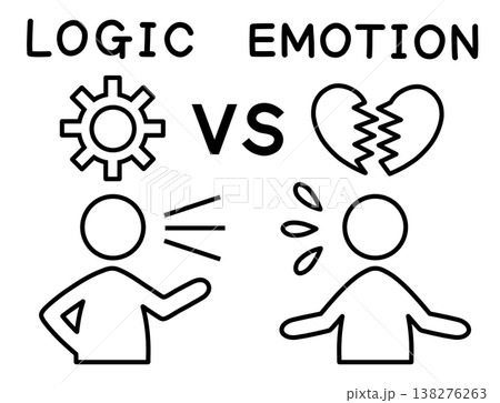 理屈で責めるLOGIC(論理)側と、傷つくEMOTION(感情)側という、ロジカルハラスメントの構図 理屈で責めるLOGIC(論理)側と、傷つくEMOTION(感情)側という、ロジカルハラスメントの構図 138276263