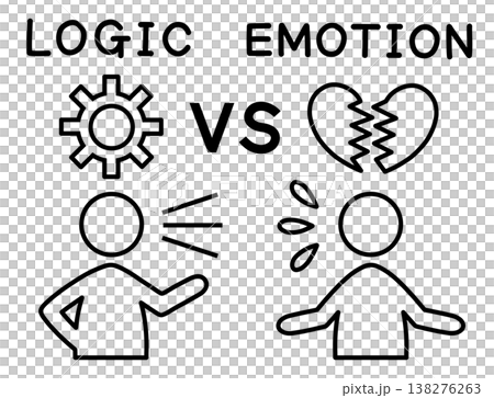 理屈で責めるLOGIC(論理)側と、傷つくEMOTION(感情)側という、ロジカルハラスメントの構図 理屈で責めるLOGIC(論理)側と、傷つくEMOTION(感情)側という、ロジカルハラスメントの構図 138276263