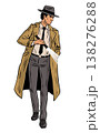 Detective Man with Flashlight in Trench Coat Pop Art Style 138276288