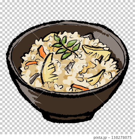 春季菜單:竹筍飯(手繪筆觸插圖) 春季菜單:竹筍飯(手繪筆觸插圖) 138278075