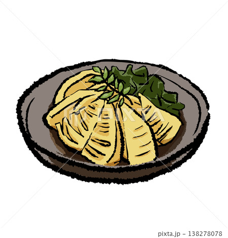 春の献立 若竹煮　手描き筆タッチのイラスト 138278078