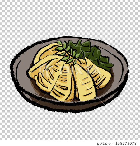 春の献立 若竹煮　手描き筆タッチのイラスト 138278078