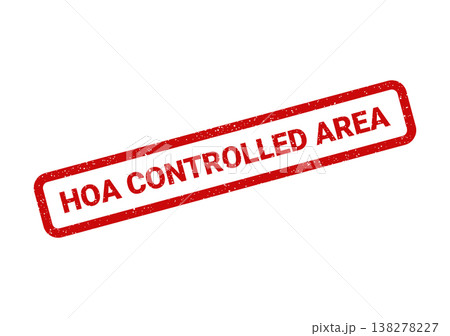 Rectangular grunge style rubber stamp indicating a homeowner association controlled property zone area 138278227