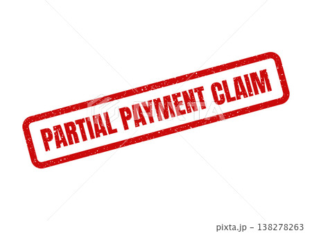 Rectangular red rubber stamp with partial payment claim message for insurance and financial records Rectangular red rubber stamp with partial payment claim message for insurance and financial records 138278263