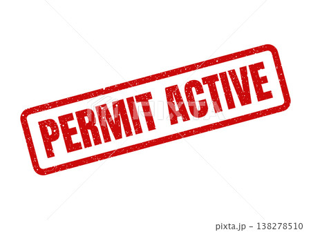 Red distressed rubber stamp with text PERMIT ACTIVE for official document processing and validation Red distressed rubber stamp with text PERMIT ACTIVE for official document processing and validation 138278510