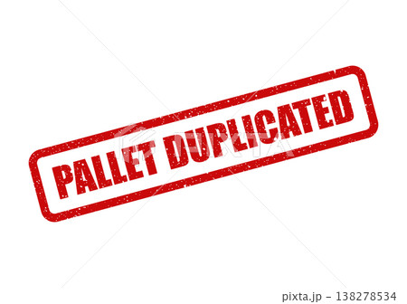Red distressed rubber stamp with the words PALLET DUPLICATED for inventory tracking and warehouse organization Red distressed rubber stamp with the words PALLET DUPLICATED for inventory tracking and warehouse organization 138278534