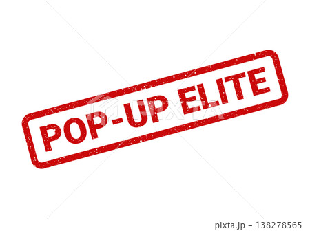 Red grunge effect rubber stamp featuring POP UP ELITE message, perfect for exclusive member promotions 138278565