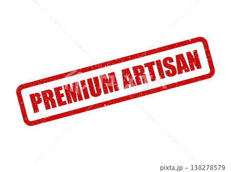 Red grunge effect rubber stamp vector displaying the text Premium Artisan in a bold, clear font 138278579