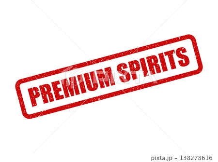 Red grunge effect stamp featuring Premium Spirits text, great for beverage bottle labeling 138278616