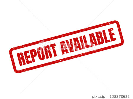 Red grunge effect stamp presenting REPORT AVAILABLE phrase for immediate information access notification 138278622