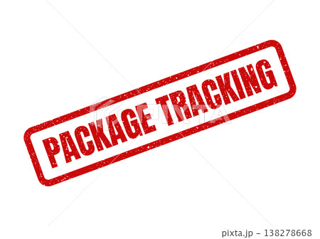 Red grunge rubber stamp displaying the phrase PACKAGE TRACKING, useful for logistics operations and delivery status updates 138278668