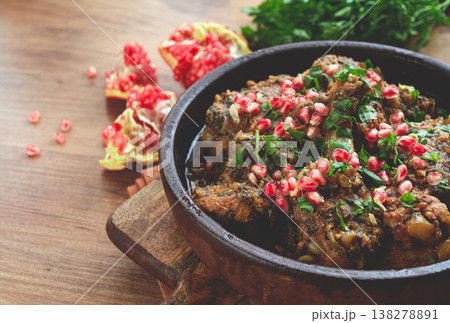 guruli, Georgian chicken, with walnuts, stewed in wine and spices, Gurian chicken, homemade, no people, 138278891
