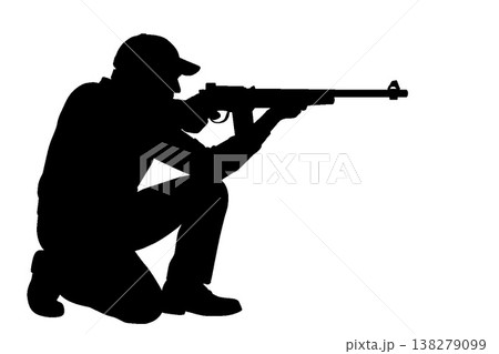 射撃する人のシルエット 138279099