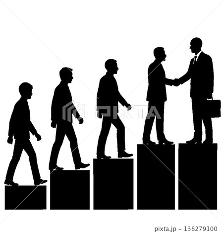 年功序列を象徴する階段シルエット 138279100