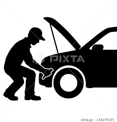 自動車整備士が働くシルエット 自動車整備士が働くシルエット 138279135