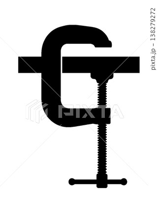 クランプで木材をしっかり固定するシルエット 138279272