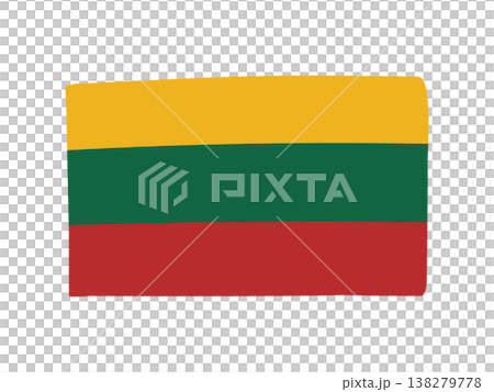 Cute Lithuanian flag icon, hand-drawn style flag illustration. Cute Lithuanian flag icon, hand-drawn style flag illustration. 138279778