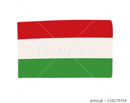 かわいいハンガリーの国旗アイコン 手描きタッチの旗イラスト 138279784