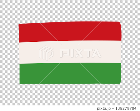 かわいいハンガリーの国旗アイコン 手描きタッチの旗イラスト 138279784