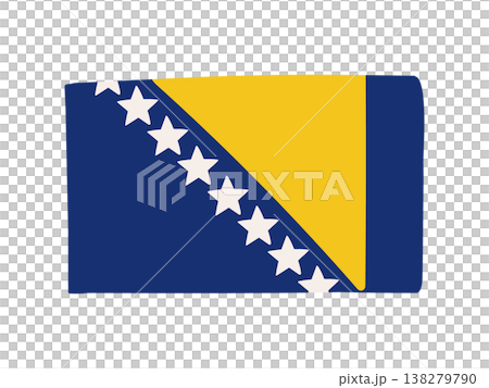 Cute Bosnia and Herzegovina flag icon, hand-drawn style flag illustration. 138279790