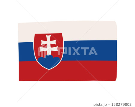 かわいいスロバキアの国旗アイコン 手描きタッチの旗イラスト 138279802