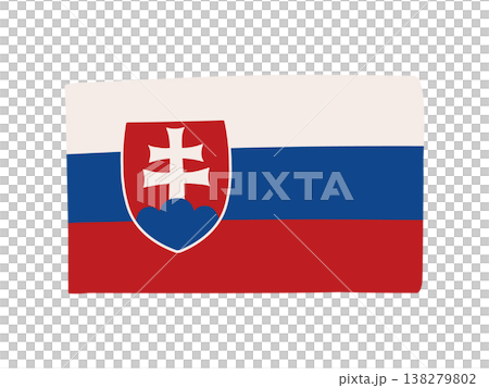 かわいいスロバキアの国旗アイコン 手描きタッチの旗イラスト 138279802