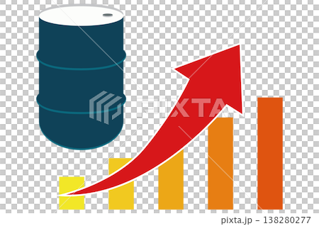原油価格の上昇を示すグラフとオイルドラムの経済イメージイラスト 原油価格の上昇を示すグラフとオイルドラムの経済イメージイラスト 138280277