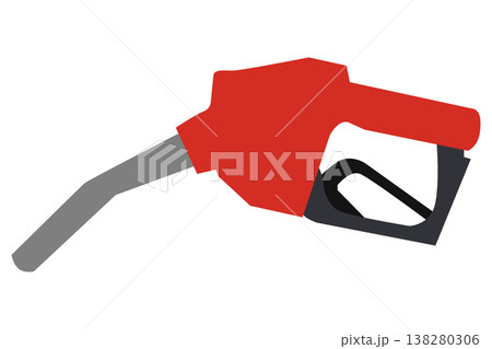 ガソリン給油ノズルと燃料の雫 フラットなエネルギーイメージイラスト 138280306