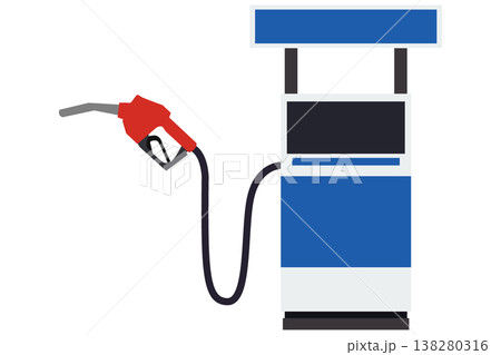 ガソリンスタンドの給油機とノズル 燃料供給設備のフラットイラスト 138280316