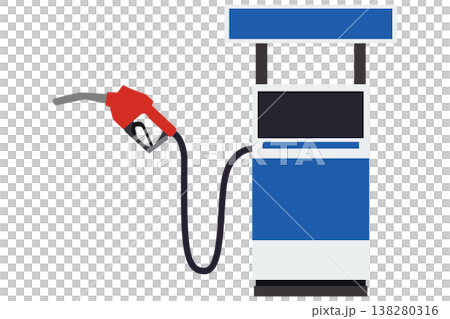 ガソリンスタンドの給油機とノズル 燃料供給設備のフラットイラスト 138280316
