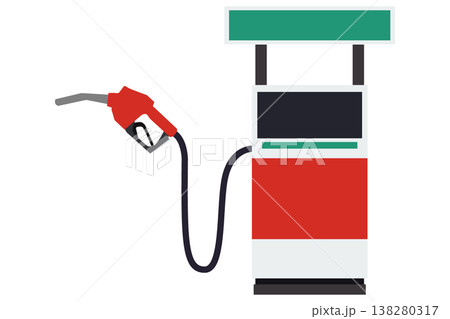 ガソリンスタンドの給油機とノズル 燃料供給設備のフラットイラスト 138280317