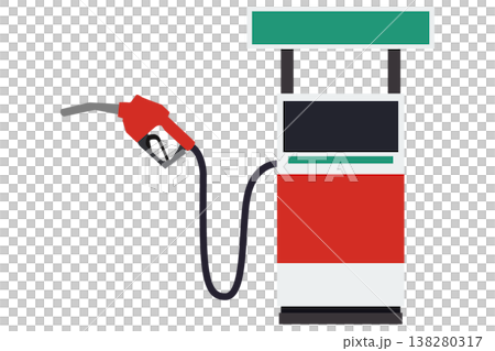 ガソリンスタンドの給油機とノズル 燃料供給設備のフラットイラスト 138280317
