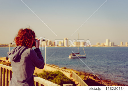Tourist woman visit Cape Palos in Spain Tourist woman visit Cape Palos in Spain 138280584