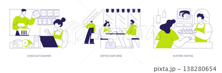 Supermarket areas isolated cartoon vector illustrations se Supermarket areas isolated cartoon vector illustrations se 138280654