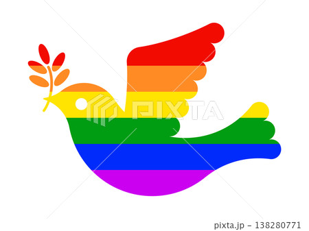 平和の鳩の虹色アイコンイラスト 138280771
