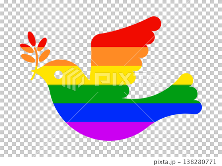 平和の鳩の虹色アイコンイラスト 138280771